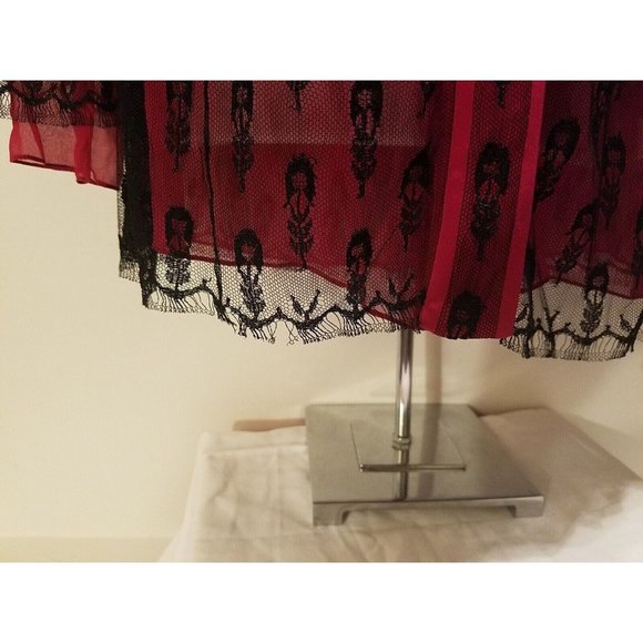 NWD Jason Wu 100% Silk Sheer Red Silk Blouse /Black Silk Lace overlay WOM 8 S1E1 - Picture 4 of 6